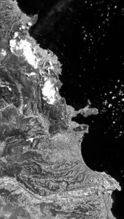 Stunning Black and White Satellite View of Mediterranean Coastline Mobile Wallpaper