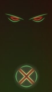 Minimalist X-Men Logo with Glowing Neon Eyes Vertical Wallpaper for Mobile
