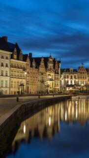 Stunning Ghent Belgium Cityscape at Twilight Phone Wallpaper
