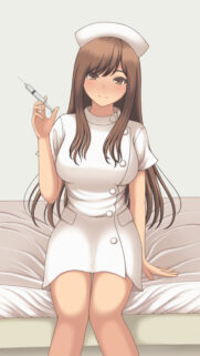 Beautiful Anime Nurse Holding Syringe Mobile Wallpaper High Resolution