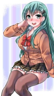 Cute Anime Girl with Teal Hair in School Uniform Wallpaper