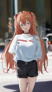 Cute Asuka Langley Casual Style Anime Girl Wallpaper 4K