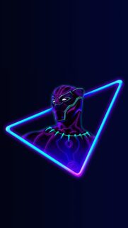 Neon Black Panther Cyberpunk Style Mobile Wallpaper for Marvel Fans