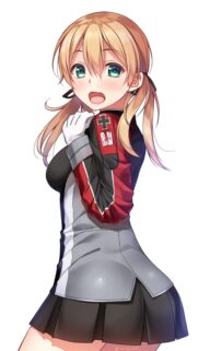 Cute Anime Girl with Blonde Hair in Military Uniform Wallpaper