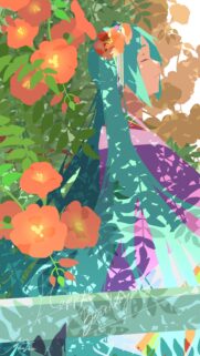 Aesthetic Hatsune Miku Birthday Art Wallpaper with Vibrant Orange Flowers