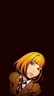 Anime Girl with Golden Bob Hair Aesthetic Minimalist Phone Wallpaper