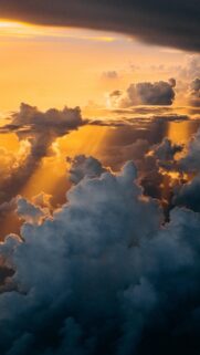 Stunning Golden Hour Sunset Clouds Aerial View High Resolution Mobile Wallpaper