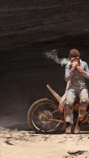 Post Apocalyptic Biker Pilot with Goggles Smoking Wallpaper for Mobile