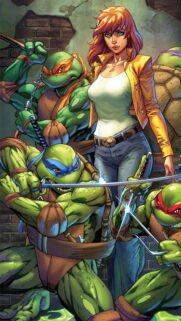 Teenage Mutant Ninja Turtles and April O’Neil Comic Art Wallpaper