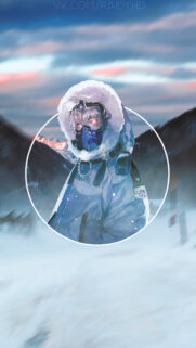 Anime Snow Survivor with Gas Mask Aesthetic Mobile Wallpaper