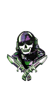 Ghost Call of Duty Skull Soldier with Crossed Knives Glitch Art Wallpaper