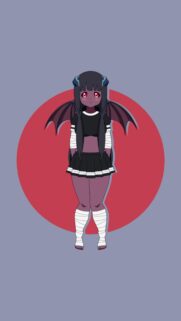 Cute Anime Demon Girl with Red Eyes and Wings Aesthetic Mobile Wallpaper