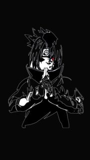 Minimalist Itachi Uchiha Naruto Anime Wallpaper with Red Sharingan Eye