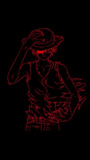 Minimalist Red Neon Monkey D Luffy One Piece Mobile Wallpaper