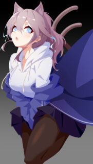 Cute Anime Cat Girl in Hoodie Aesthetic Wallpaper 4K