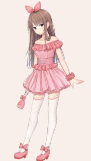 Cute Anime Girl in Pink Ruffled Dress Wallpaper for Mobile