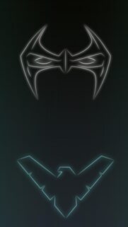 Minimalist Nightwing Mask and Symbol Neon Wallpaper for Mobile