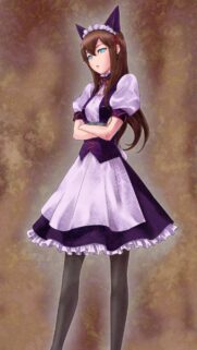 Anime Cat Girl Maid Character in Purple Uniform Mobile Wallpaper