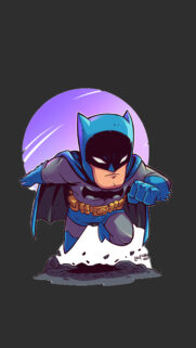 Cute Chibi Batman Running Action Illustration Mobile Wallpaper