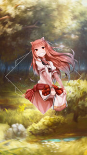 Holo Spice and Wolf Anime Girl Holding Apples Wallpaper