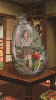 Anime Girl in a Herbarium Bottle Aesthetic Wallpaper for Mobile