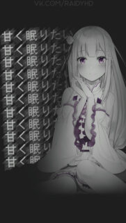 Emilia Re Zero Aesthetic Anime Wallpaper in Monochrome and Purple Tones