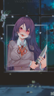 Yandere Anime Girl with Knife Mobile Wallpaper – Dark School Aesthetic