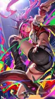 Neon Pink Hair Anime Girl Cyberpunk Urban Street Art Wallpaper