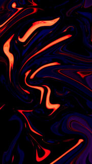 Abstract Liquid Marble Wallpaper with Neon Red and Deep Blue Swirls for Mobile