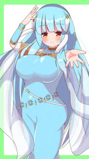 Beautiful Anime Ice Princess with Blue Hair and Snowflake Accents Wallpaper