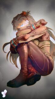 Asuka Langley Soryu Melancholic Plugsuit Anime Wallpaper for Mobile
