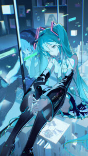 Hatsune Miku Cyberpunk Aesthetic Digital Anime Girl Wallpaper