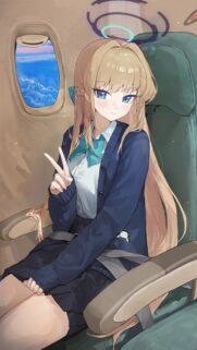 Anime Girl With Halo Flying on Airplane Aesthetic Mobile Wallpaper