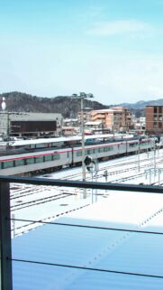 Winter Train Station Scenic View Japan Mobile Wallpaper