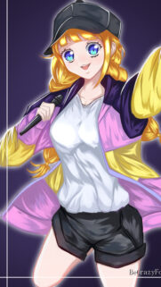 Anime Girl Singer with Blonde Hair and Microphone Aesthetic Wallpaper for Mobile