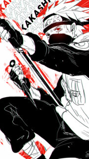 Kakashi Hatake Dynamic Action Mobile Wallpaper with Red and Black Aesthetic