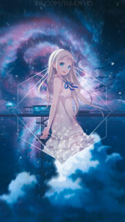 Crying Anime Girl Under Galaxy Sky Mobile Wallpaper – High Quality HD Background