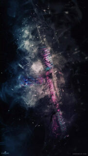 Abstract Neon AK47 Assault Rifle Mobile Wallpaper in Dark Smoke Aesthetic