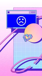Aesthetic Vaporwave Sad Computer Screen Mobile Wallpaper with Pixel Heart
