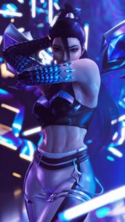 Futuristic Cyberpunk Female Warrior Neon Blue Wallpaper for Mobile