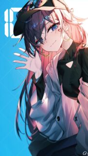Anime Girl with Galaxy Cap and Stylish Streetwear Aesthetic Mobile Wallpaper