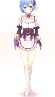 Rem from Re Zero Anime Girl Maid Outfit High Definition Mobile Wallpaper