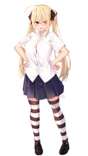 Cute Anime Schoolgirl with Blonde Twin Tails High-Quality Mobile Wallpaper
