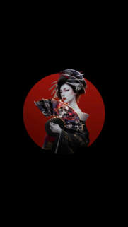 Elegant Geisha with Skull Fan Dark Japanese Art Mobile Wallpaper