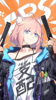 Nekomiya Hinata Anime Girl with Dual Pistols Mobile Wallpaper