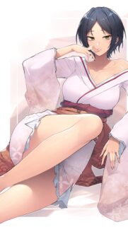 Beautiful Anime Girl in Traditional Kimono High Resolution Mobile Wallpaper