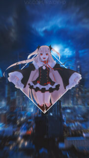 Anime Girl with Red Eyes in Gothic Outfit Mobile Wallpaper