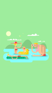 Family Vacation Beach Illustration Minimalist Mobile Wallpaper