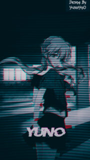Glitch Aesthetic Yuno Gasai Anime Wallpaper for Mobile