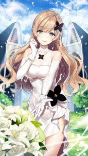 Beautiful Anime Bride in White Wedding Dress Wallpaper for Mobile